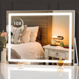 Fascinate Led Bathroom Mirror & Hollywood Vanity Mirror 15 Led White Usb-C Charging Port Dimmable Wall Mounted & Tabletop 58X48Cm