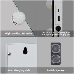 Fascinate Led Bathroom Mirror & Hollywood Vanity Mirror 15 Led White Usb-C Charging Port Dimmable Wall Mounted & Tabletop 58X48Cm - thumbnail 6
