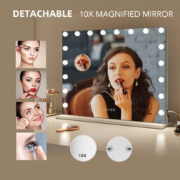 Fascinate Led Bathroom Mirror & Hollywood Vanity Mirror 15 Led White Usb-C Charging Port Dimmable Wall Mounted & Tabletop 58X48Cm - thumbnail 3