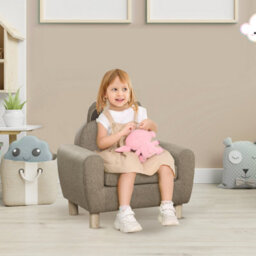 Homcom Kids Sofa Toddler Chair Children Armchair Ear Modeling For Bedroom Brown - thumbnail 1