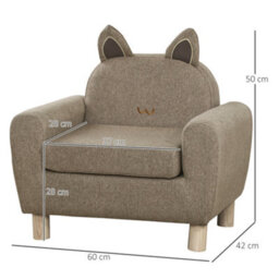 Homcom Kids Sofa Toddler Chair Children Armchair Ear Modeling For Bedroom Brown - thumbnail 3