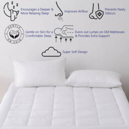 Glamhaus Mattress Topper Memory Foam Gel Cushioned Cotton Bed Topper Anti Allergy - thumbnail 3