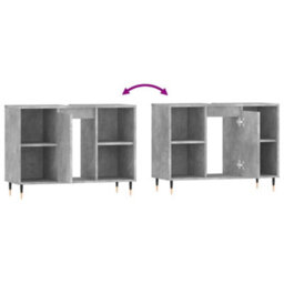 Berkfield Bathroom Cabinet Concrete Grey 80X33X60 Cm Engineered Wood - thumbnail 9