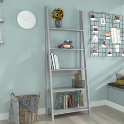 LPD Tiva Grey Ladder Shelving Unit 4 Tier Leaning Design Mdf Frame W64 D38.6 H175.4Cm - thumbnail 3