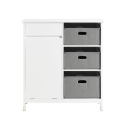 Sobuy Bzr77-W, Laundry Cabinet Freestanding Bathroom Cabinet With Laundry Basket Storage Uint With Drawers,white - thumbnail 1