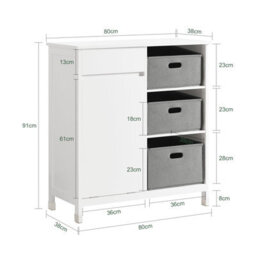 Sobuy Bzr77-W, Laundry Cabinet Freestanding Bathroom Cabinet With Laundry Basket Storage Uint With Drawers,white - thumbnail 3