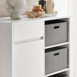 Sobuy Bzr77-W, Laundry Cabinet Freestanding Bathroom Cabinet With Laundry Basket Storage Uint With Drawers,white - thumbnail 5