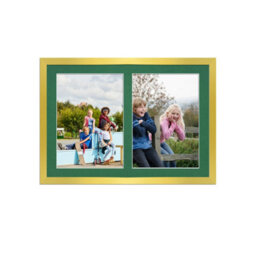 AK Frames 20X14 Gold Sleek Multi Photo Frame With Emerald Mount - Holds 2 Apertures (2X) A4 Photos