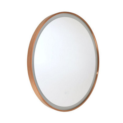Homestylestore 600mm Brushed Copper Wall Mounted Cool White Led Round Bathroom Mirror - image 1