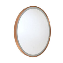 Homestylestore 600mm Brushed Copper Wall Mounted Cool White Led Round Bathroom Mirror - thumbnail 1