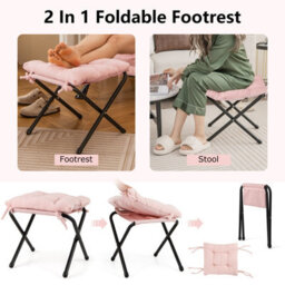 Costway Lazy Chair With Ottoman Modern Accent Chair With Folding Footrest - thumbnail 6