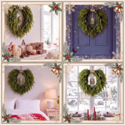 "Amorly Christmas Norfolk Pine Wreath For Front Door With Rustic Bell 19"" Rustic Heart Shaped Wreath,for Door Window Mantle Outdoor Indoor" - thumbnail 6