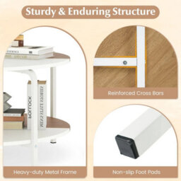 2-Tier Round Coffee Table Storage White - thumbnail 3