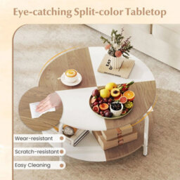 2-Tier Round Coffee Table Storage White - thumbnail 5