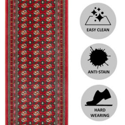 Bravich Red Bokhara Hard Wearing Runner Mat - Texas - 60X240Cm (2'x8') - thumbnail 4