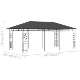 Berkfield Durable Gazebo With Mosquito Net 6X3X2.73 M Anthracite - thumbnail 6