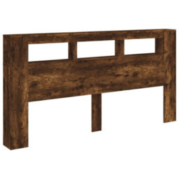 Berkfield Led Headboard Smoked Oak 200 Cm Engineered Wood - thumbnail 3