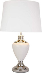Lighting Supermarket Hepburn Large Ceramic Table Lamp White Shade White Chrome Finish 58Cm - thumbnail 3