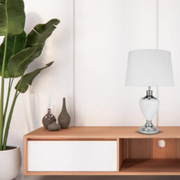 Lighting Supermarket Hepburn Large Ceramic Table Lamp White Shade White Chrome Finish 58Cm - thumbnail 4