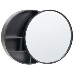 Beliani Bathroom Wall Mounted Mirror Cabinet Ucayali 50 Cm 50 Cm Black - thumbnail 4