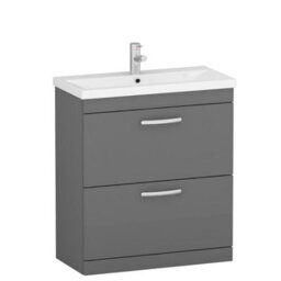 Royal Bathrooms Turin Indigo Grey Gloss 800mm Floor Standing Vanity Unit 2 Drawer With Mid-Edge Basin Sink - thumbnail 6