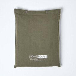 Homescapes Khaki Green European Linen Duvet Cover Set, 150 X 200 Cm - thumbnail 5