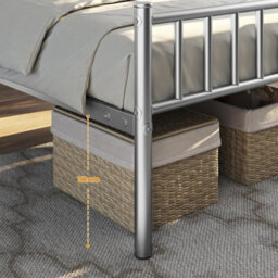Modern Silver Metal Bed Frame 3Ft Single With Headboard Footboard Sturdy - thumbnail 5
