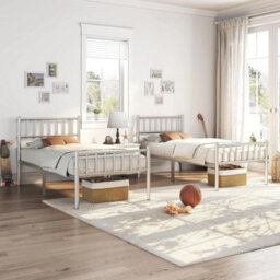 Modern Silver Metal Bed Frame 3Ft Single With Headboard Footboard Sturdy - thumbnail 6