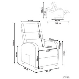 Beliani Recliner Chair Otus Fabric Black - thumbnail 3