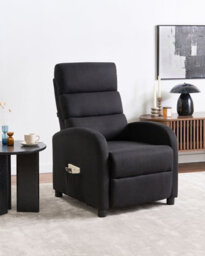 Beliani Recliner Chair Otus Fabric Black - thumbnail 2