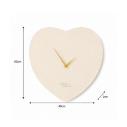 Melody Maison Wooden Ivory & Gold Detailed Heart Shaped Wall Clock - 40Cm X 40Cm - thumbnail 5