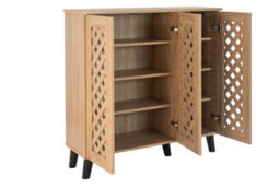 Timber Art Design Modern Shoe Storage Cabinet 3 Doors Footwear Stand Rack Unit Cupboard Sonoma Oak - thumbnail 3