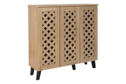 Timber Art Design Modern Shoe Storage Cabinet 3 Doors Footwear Stand Rack Unit Cupboard Sonoma Oak - thumbnail 4