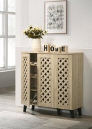 Timber Art Design Modern Shoe Storage Cabinet 3 Doors Footwear Stand Rack Unit Cupboard Sonoma Oak - thumbnail 2