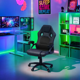 Tectake Gaming Chair Tyson - Ergonomic Shape, Thick Padding - Black - thumbnail 9