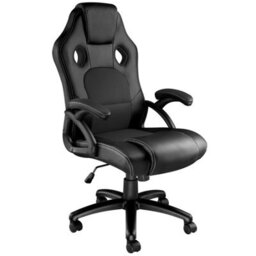 Tectake Gaming Chair Tyson - Ergonomic Shape, Thick Padding - Black