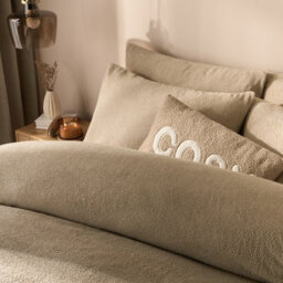 Ohs Teddy Duvet Cover With Pillow Case Bedding Set, Stone - Superking - thumbnail 2