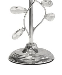 Lighting Supermarket Crystal Glass Leaf Design Modern Chrome Table Lamp With Grey Linen Shade - thumbnail 4