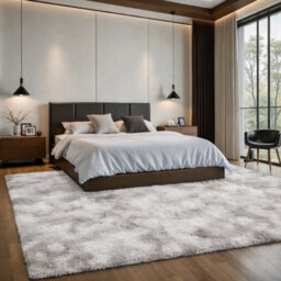 Aspire Homeware Non-Slip Tie Dye Light Grey Shaggy Rug Soft Fluffy, Living Area And Dining Room Rug, (L)290Cm X (W)200Cm - thumbnail 6