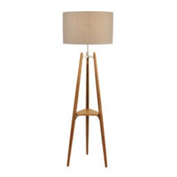 Lighting Collection Christie Wood & Pale Grey Shade Shelf Floor Lamp - thumbnail 1