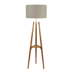 Lighting Collection Christie Wood & Pale Grey Shade Shelf Floor Lamp - thumbnail 2