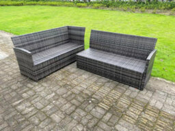 Fimous 9 Seater Rattan Garden Furniture Corner Sofa Dining Table Sets Outdoor Patio With 3 Stools - thumbnail 4