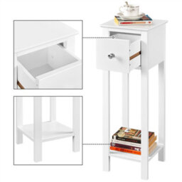 Yaheetech Set Of 2 White Slim Bedside Tables With Storage Drawers Nightstand For Living Room Bedroom - thumbnail 6