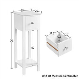 Yaheetech Set Of 2 White Slim Bedside Tables With Storage Drawers Nightstand For Living Room Bedroom - thumbnail 4