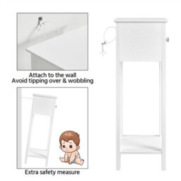 Yaheetech Set Of 2 White Slim Bedside Tables With Storage Drawers Nightstand For Living Room Bedroom - thumbnail 8