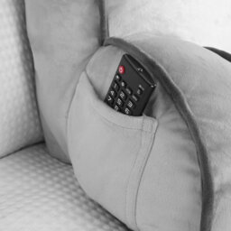 OHS Reading Pillow With Head Rest Super Soft High Back Support Bed Sofa, Grey - thumbnail 3