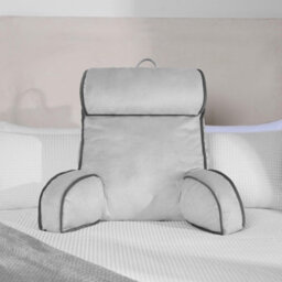 OHS Reading Pillow With Head Rest Super Soft High Back Support Bed Sofa, Grey - thumbnail 2