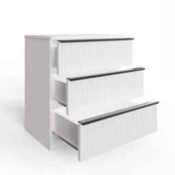 White Scalloped 3 Drawer Chest Ripple Effect Scratch Resistant Finish - thumbnail 4