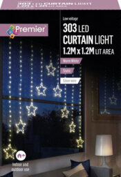 Premier Decorations Limited Led Star Curtain Light Warm White Premier Christmas Window Net Light 1.2M X 1.2M - thumbnail 2