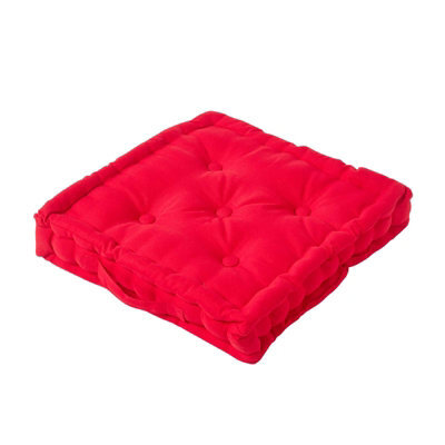 Homescapes Cotton Red Floor Cushion, 50 X 50 Cm - image 1